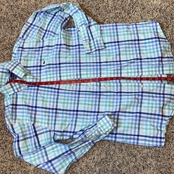Boys/Kids Vintage Vineyard Vines Blue/Green Dress Shirt Size YL - Picture 6 of 9